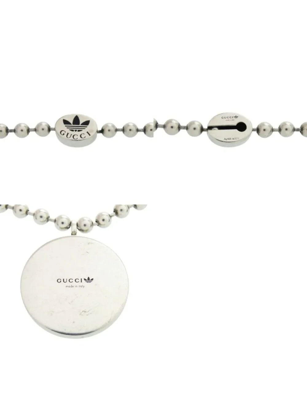 Gucci Adidas Collaboration Ball Chain Interlocking Pendant 925